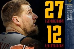 搞反了！掘金官方修正约基奇数据：27分12篮板10助攻